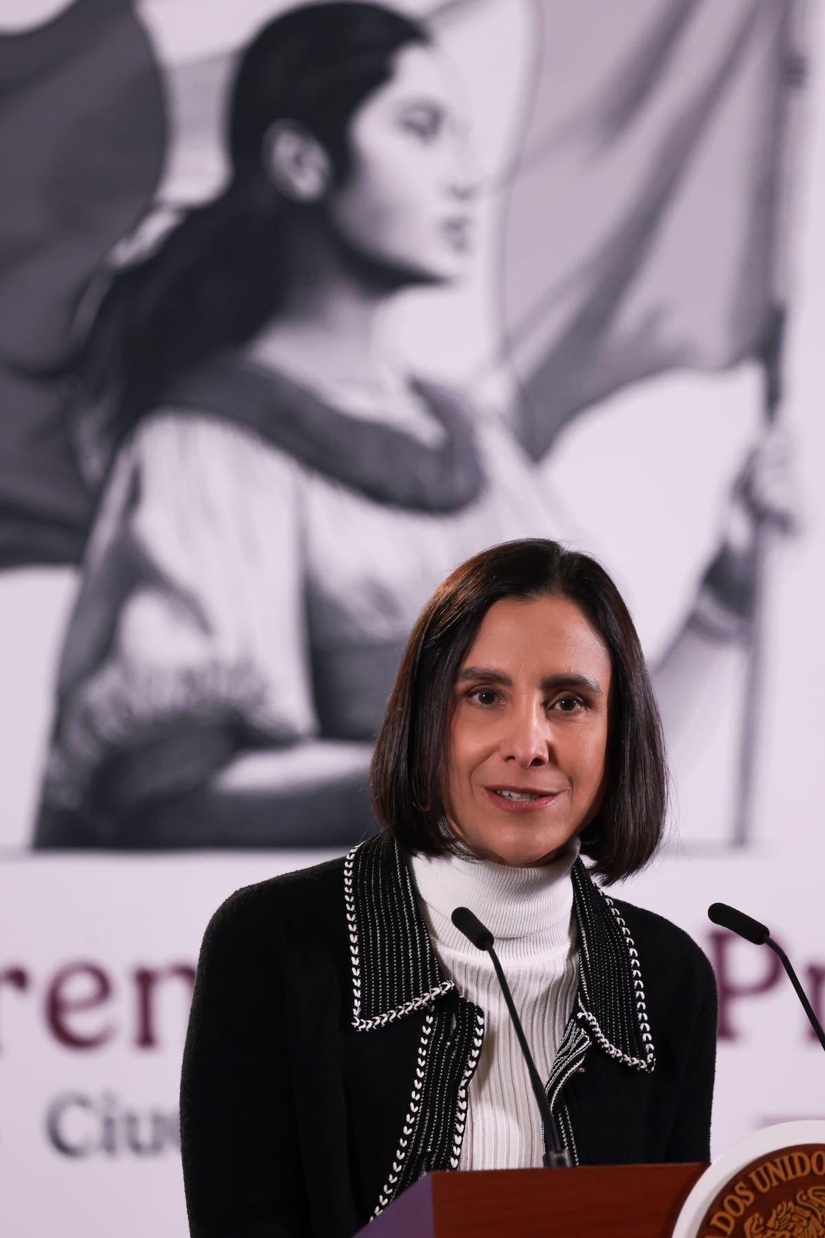 Luz Elena González Escobar, secretaria de Energía, en la mañanera del Pueblo del 13 de noviembre del 2024. | Crédito: Presidencia