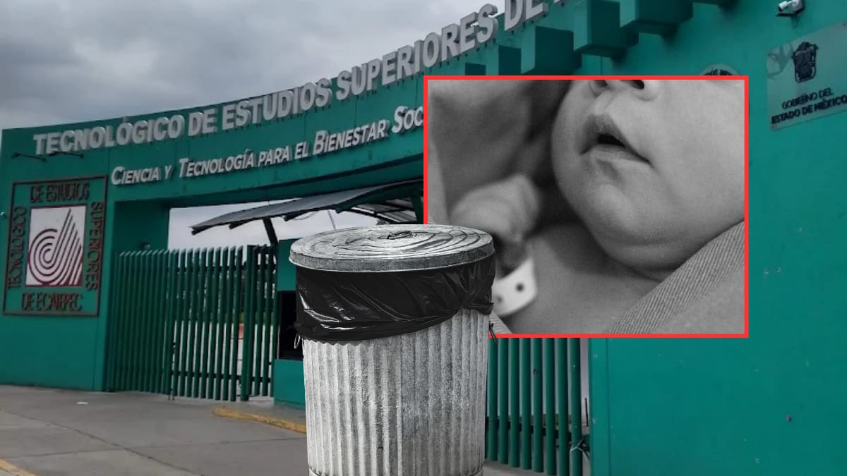 Hallan a recién nacido abandonado dentro de bote de basura en el Tecnológico de Ecatepec; fue encontrado envuelto en papel higiénico por personal de limpieza