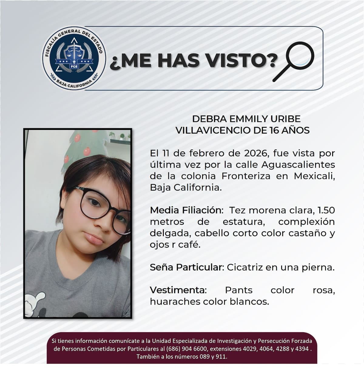 Fue vista por última vez el 11 de febrero de 2026.