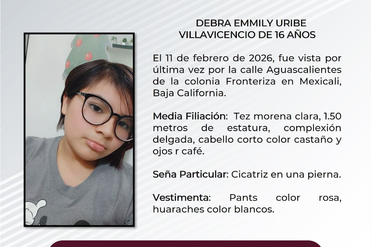 Se busca Debra Emmily Uribe Villavicencio de 16 años