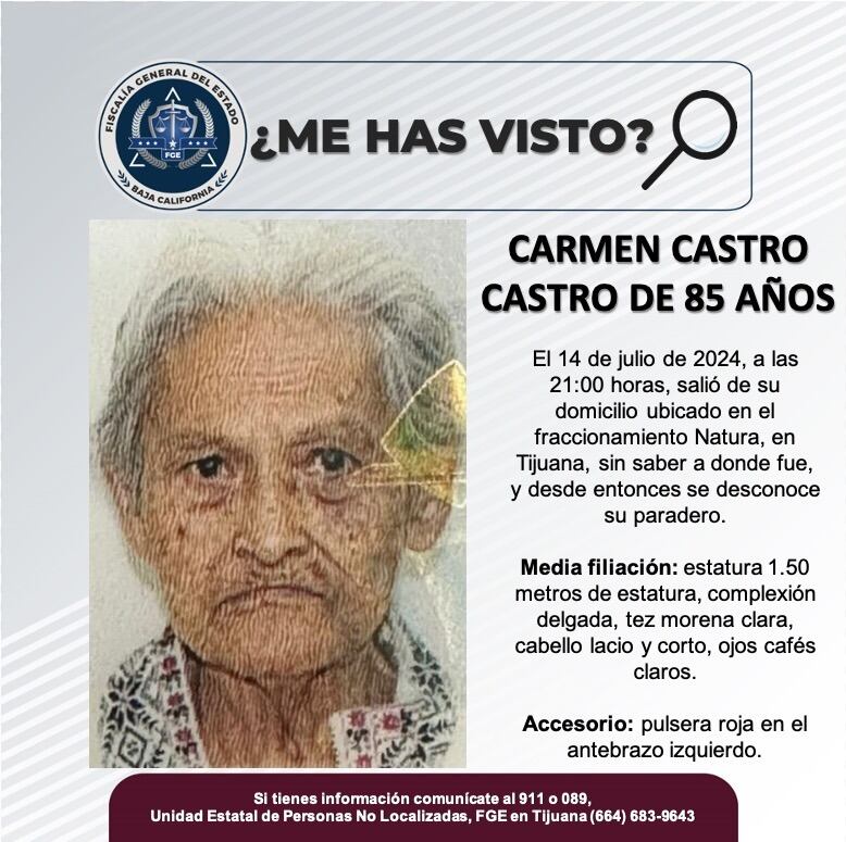 Carmen Castro Castro fue vista por última vez el 14 de julio del 2024.