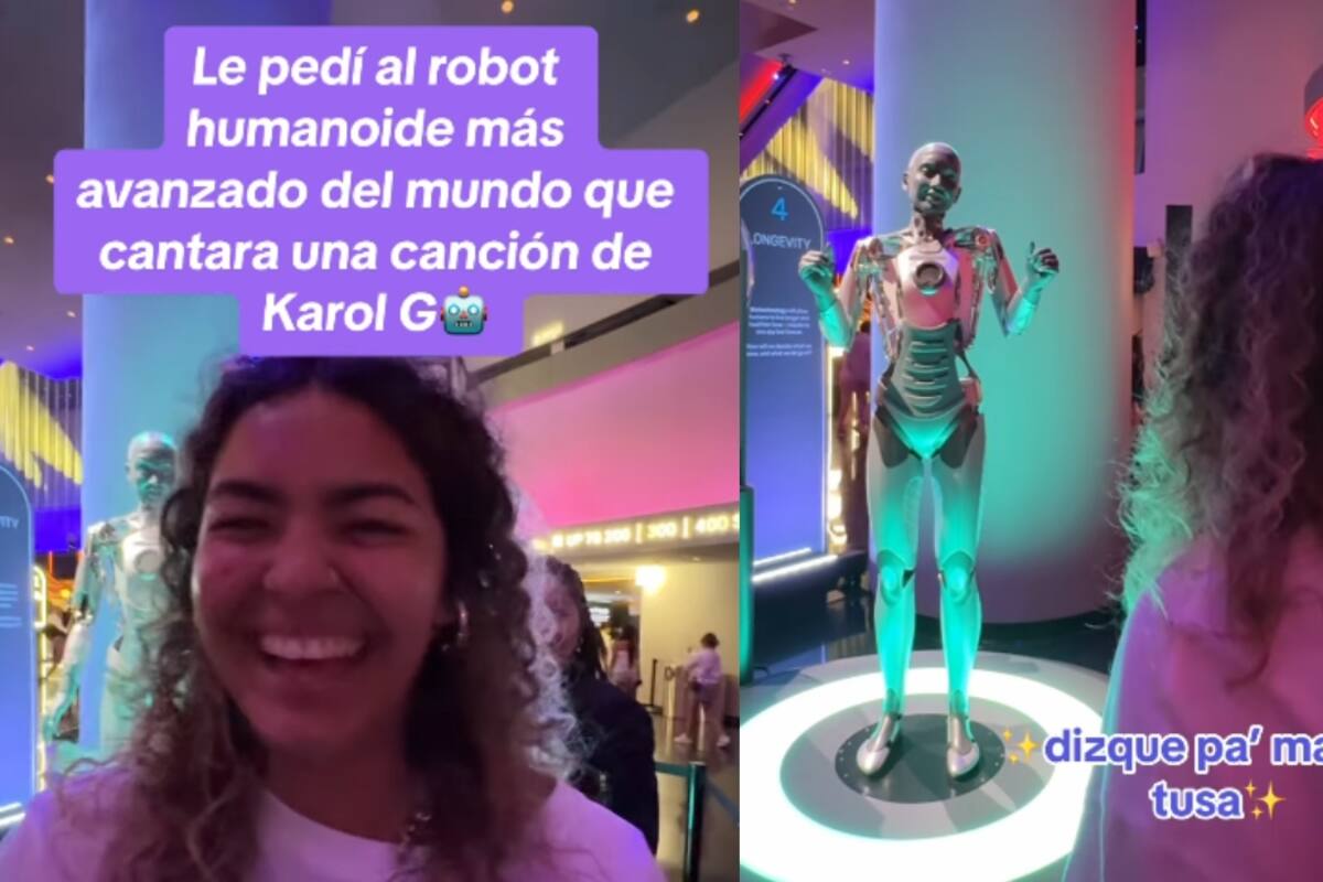 Joven le pide a uno de los robots mas avanzados del mundo que cante algo de Karol G