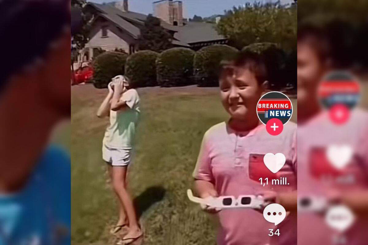 “¡Papi no veo nada!” Video falso de niño que se queda ciego por quitarse los lentes durante el eclipse solar se viraliza