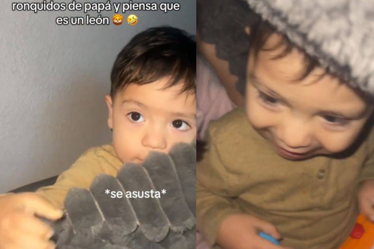 Bebé piensa que los ronquidos de su padre son un León y se hace viral