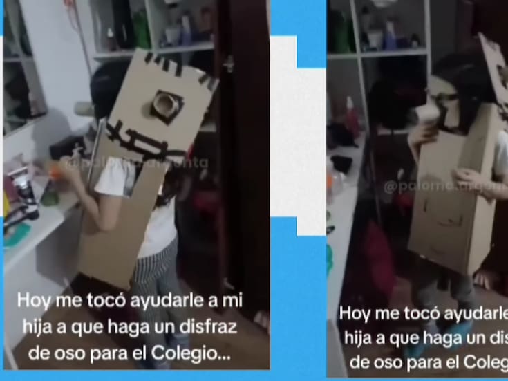 Hombre confecciona un disfraz de oso para su hija y no puede contener la risa al verla