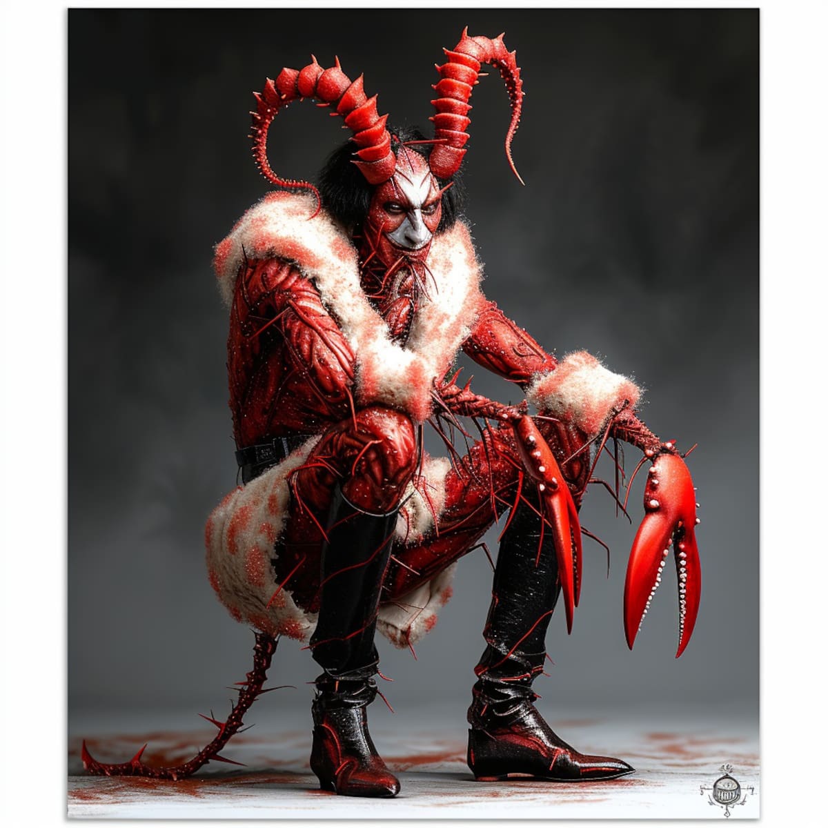 Entretenimiento retorcido: la IA recrea la malvada esencia de 'Él' con tenazas de langosta y piel roja.