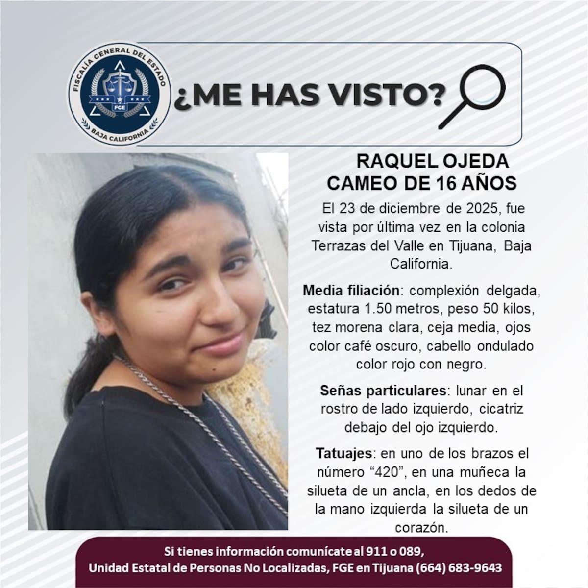 Fue visto por última vez el 23 de diciembre de 2025.