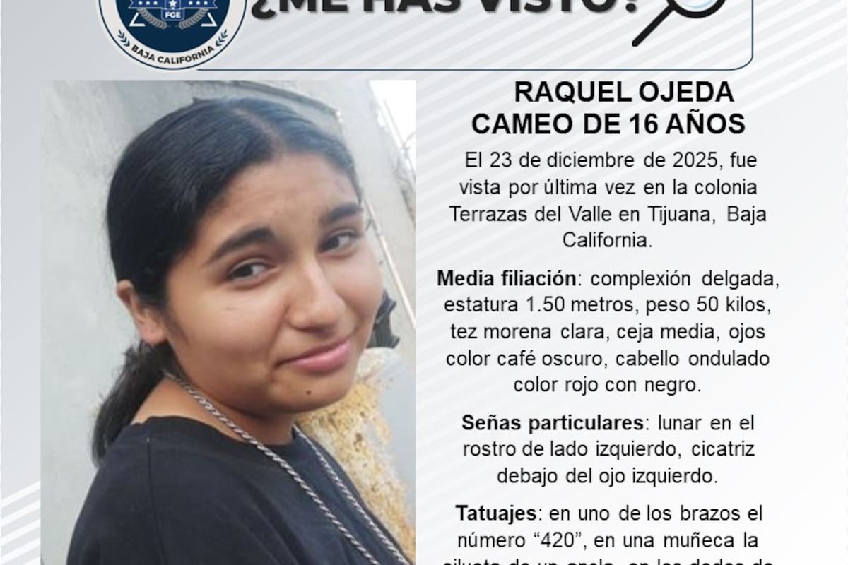 Se busca Raquel Ojeda Cameo de 16 años de edad