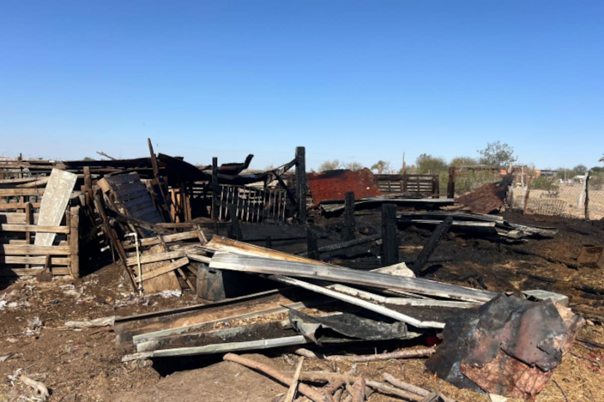 Incendio en corrales del ejido Las Adelitas moviliza a bomberos y policías