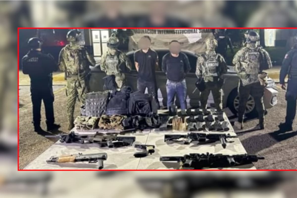 Detienen a dos hombres armados en Culiacán: portaban rifles de asalto, cartuchos, equipo táctico y un vehículo