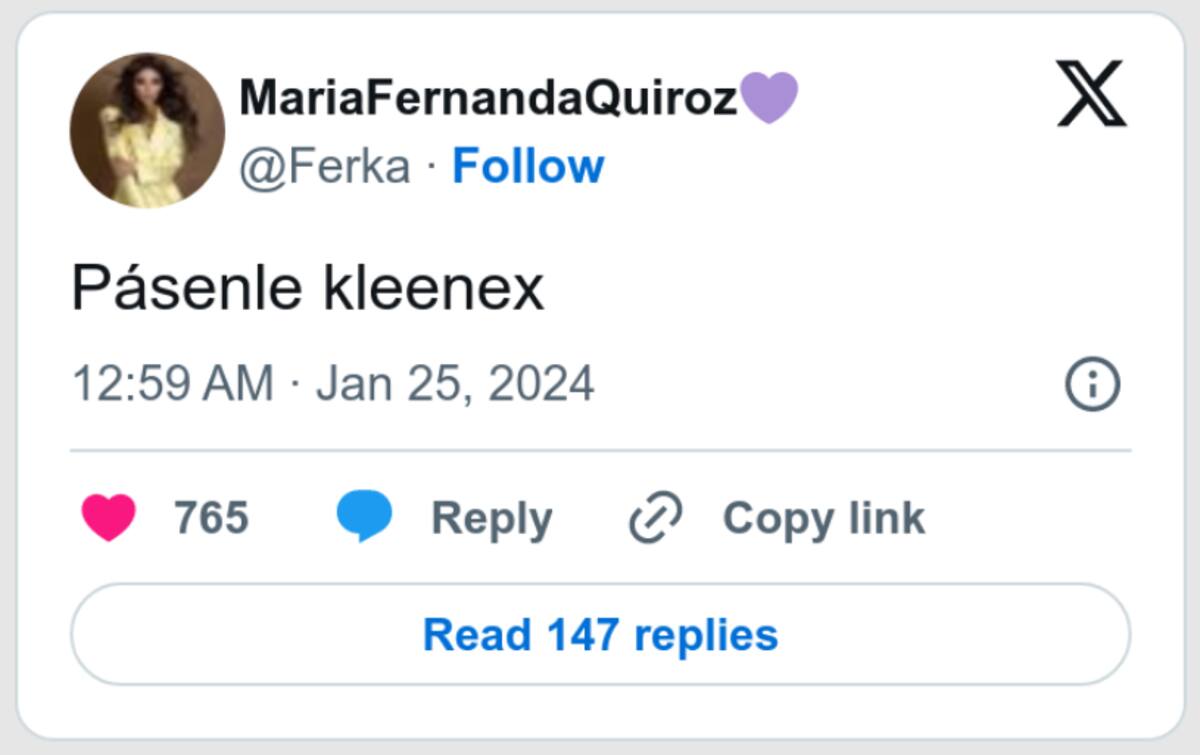 Tweet de Ferka Quiroz sobre Christian Estrada.