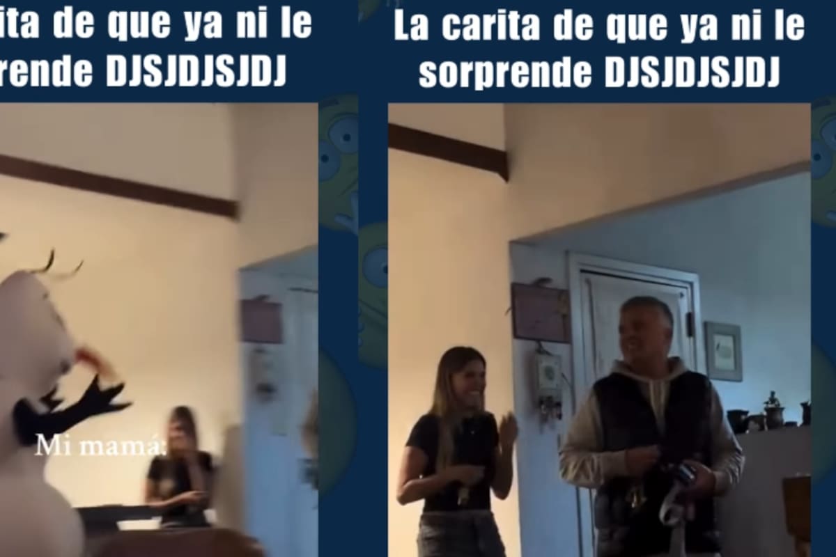 ‘El papá: ya nada me sorprende’: joven graba cómo su padre es recibido por su madre disfrazada de muñeco de nieve