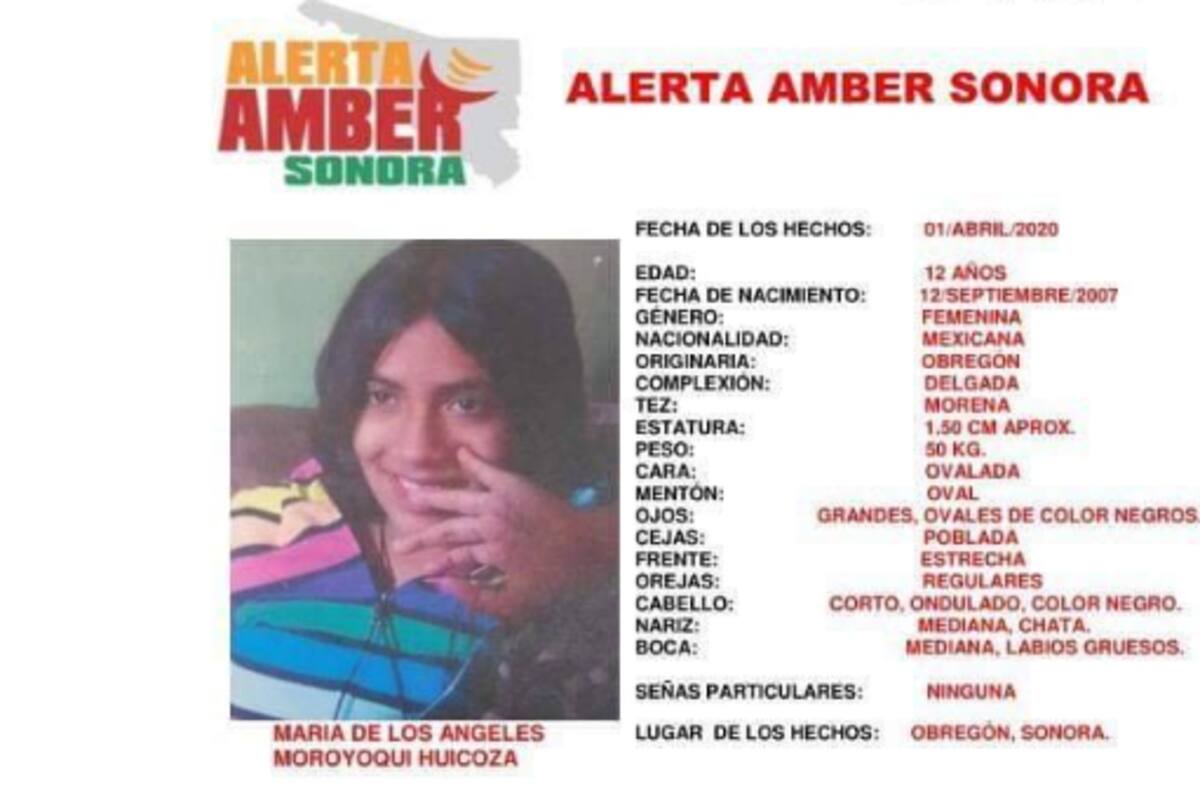 Activan Alerta Amber por la desaparición de María de los Ángeles en Obregón