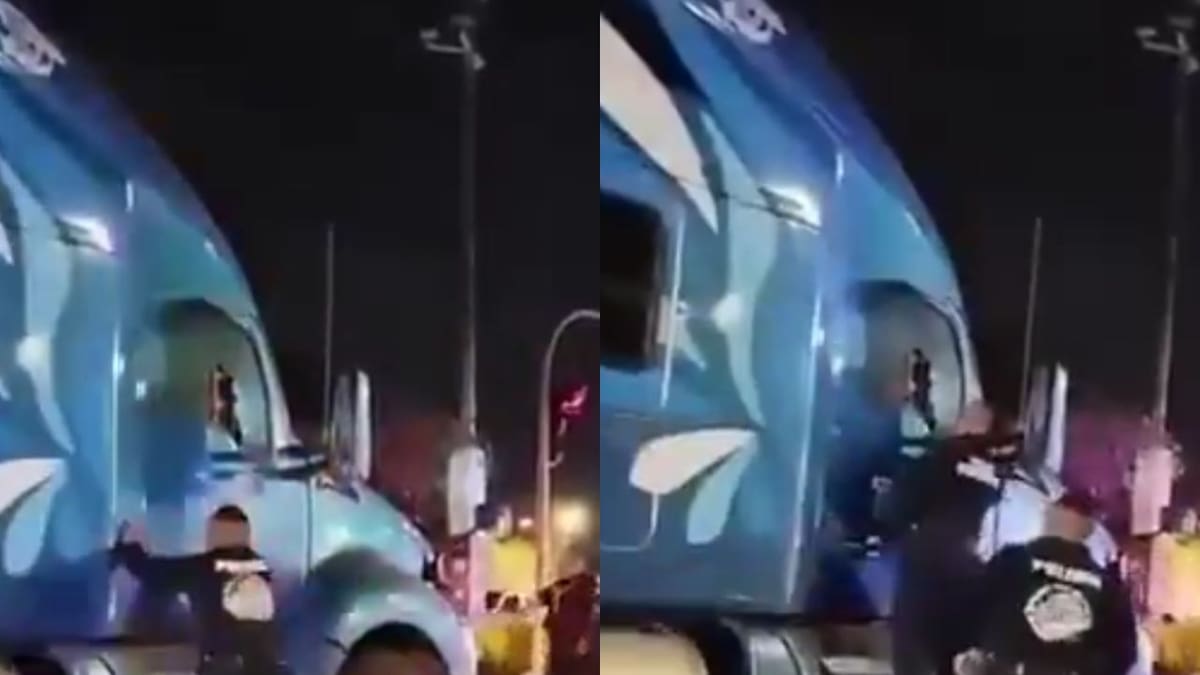 Video muestra el momento en que conductor de tráiler dispara a policías y huye causando una persecución en la carretera México-Texcoco
