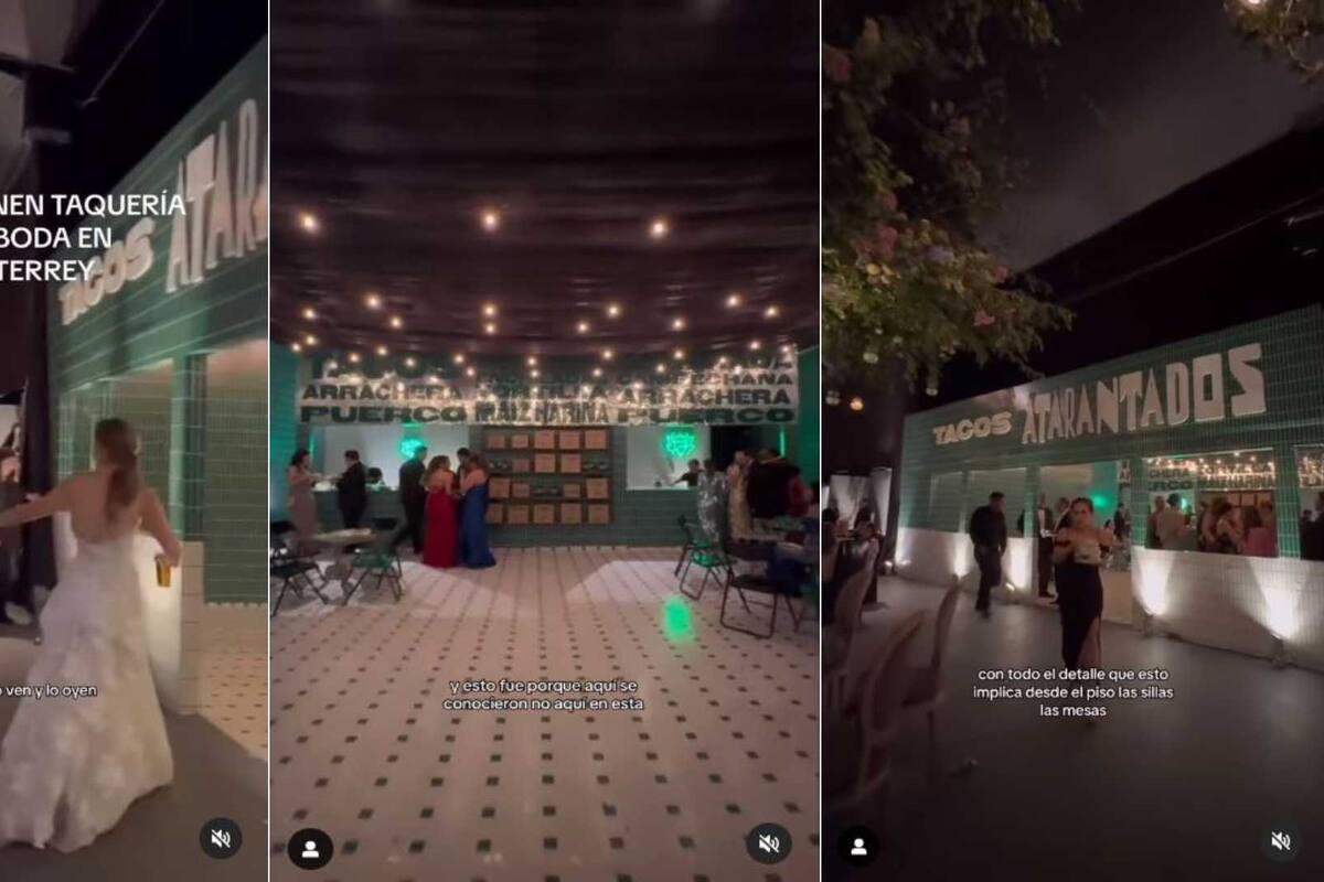 VIDEO: Novios ponen local completo de taquería en su boda