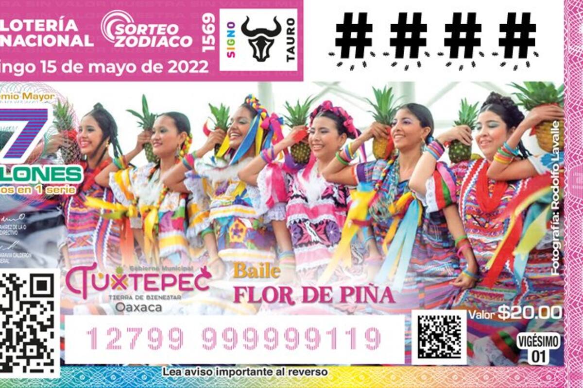 Lotería Nacional lanza billete alusivo a la danza de la Guelaguetza