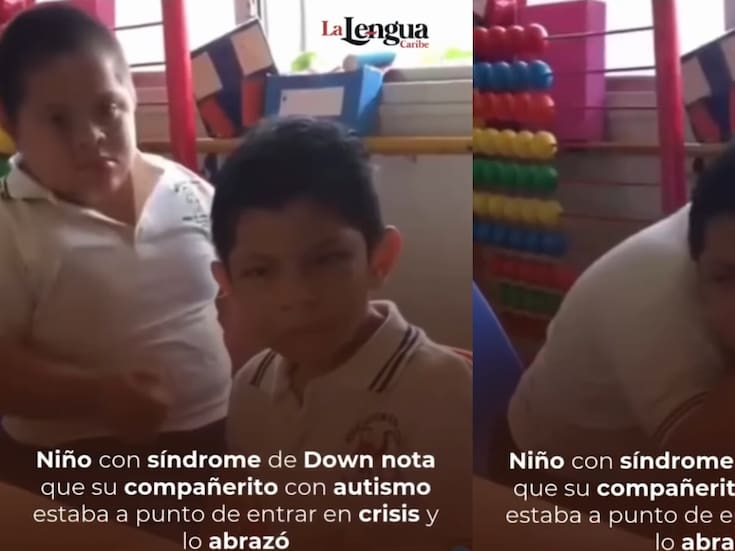 CONMOVEDOR: Niño con síndrome de Down abraza a su compañero con autismo luego de que entró en crisis y conmueven a las redes sociales.