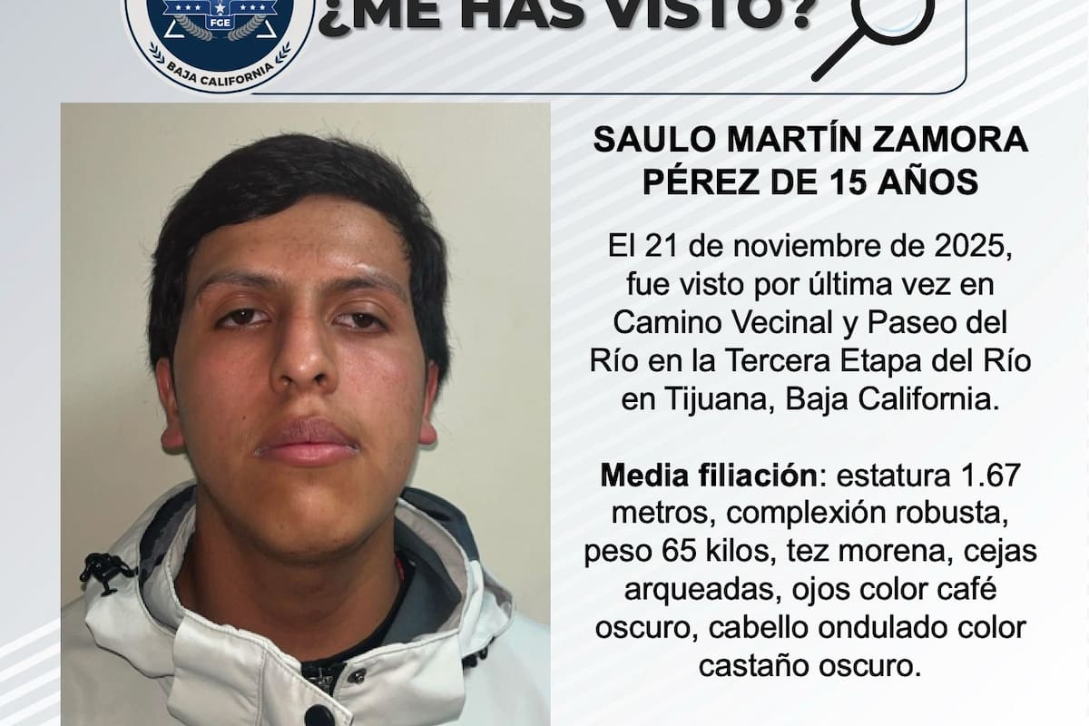 Se busca a Saulo Martín Zamora Pérez de 15 años de edad