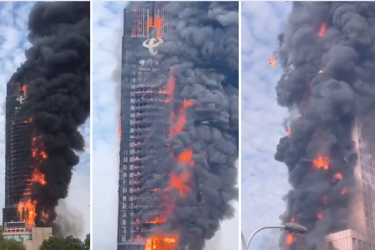 VIDEO: Incendio arrasa con rascacielos de Telecom en China, no han informado de fatalidades