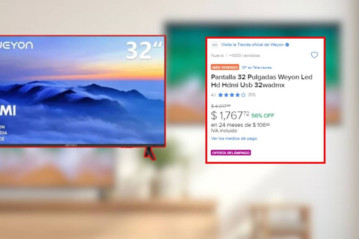 Mercado libre ofrece esta pantalla de 32 pulgadas a solo 1,767 pesos