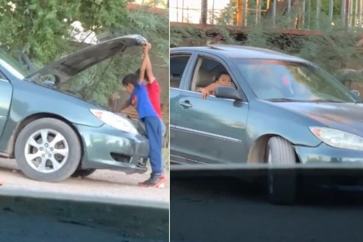VIDEO: Niños logran arrancar carro "tirado" y se lo llevan "quemando" llanta