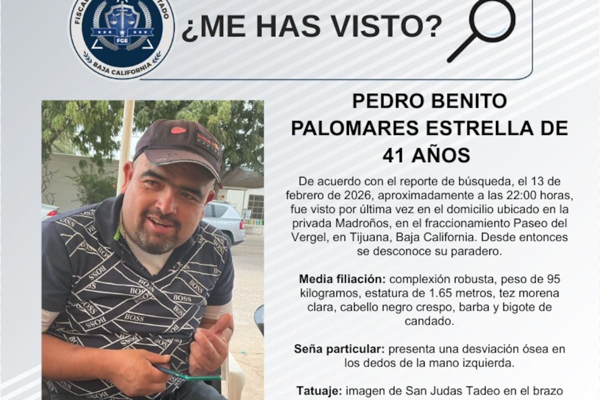 Se busca a Pedro Benito Palomares Estrella de 41 años