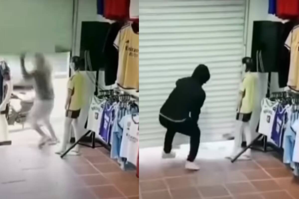 Hombre asaltado en su tienda de ropa cierra el local y deja a los ladrones atrapados dentro