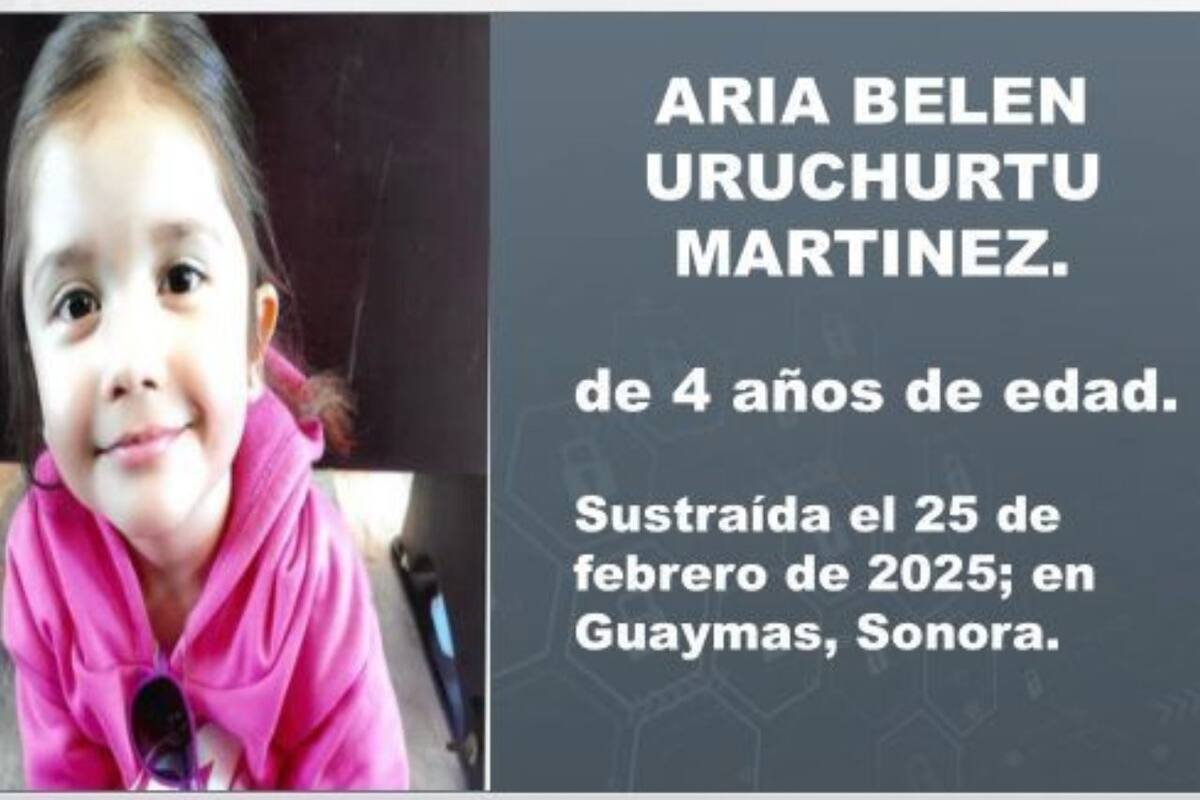 ALERTA AMBER: Solicitan ayuda para localizar a Aria Belén Uruchurtu Martínez de 4 años de edad