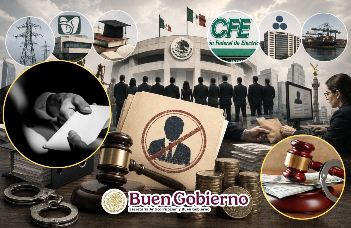 El Tribunal Federal de Justicia Administrativa y la Secretaría Anticorrupción y Buen Gobierno inhabilitaron a 39 servidores públicos por faltas graves y no graves en al menos 12 dependencias. | Foto: Especial GH.