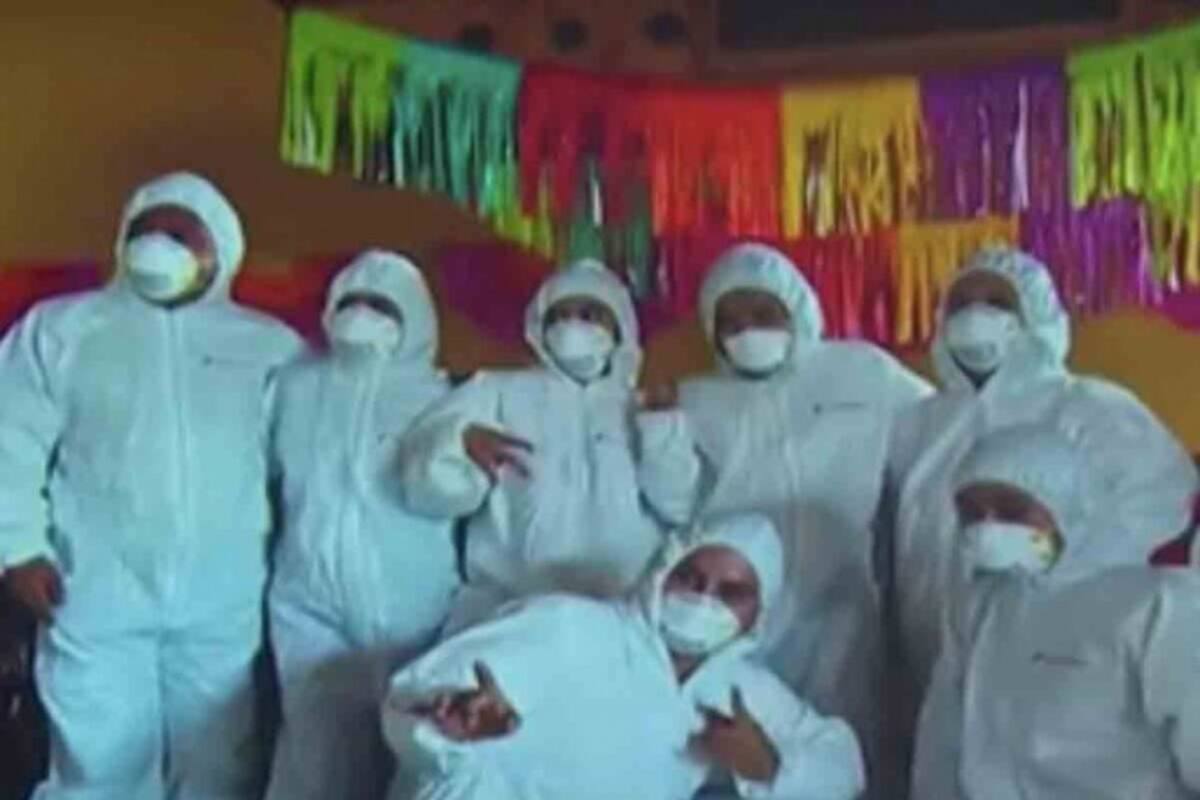 Hacen fiesta en plena pandemia, usan equipo médico