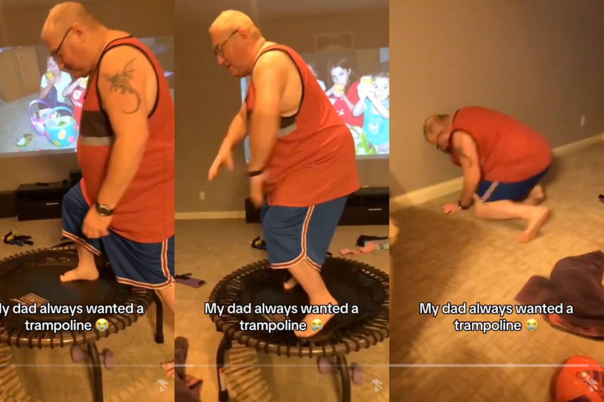 Hombre sufre un TERRIBLE accidente al brincar en un trampolín dentro de su casa