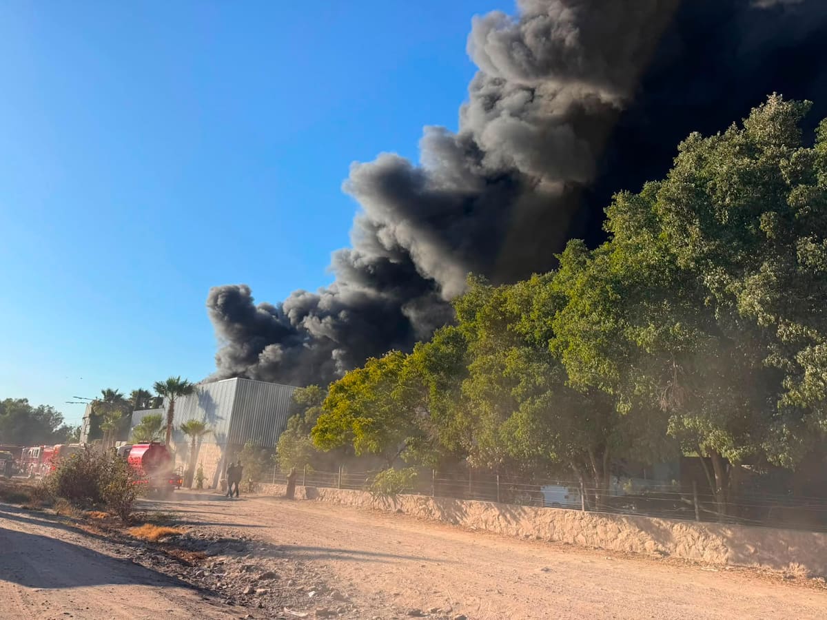 Elementos de Bomberos de Tijuana combaten un incendio en una fábrica de plástico ubicada en el Ejido Mariano Matamoros; hasta el momento no se reportan personas lesionadas.
Fotos: Border Zoom.