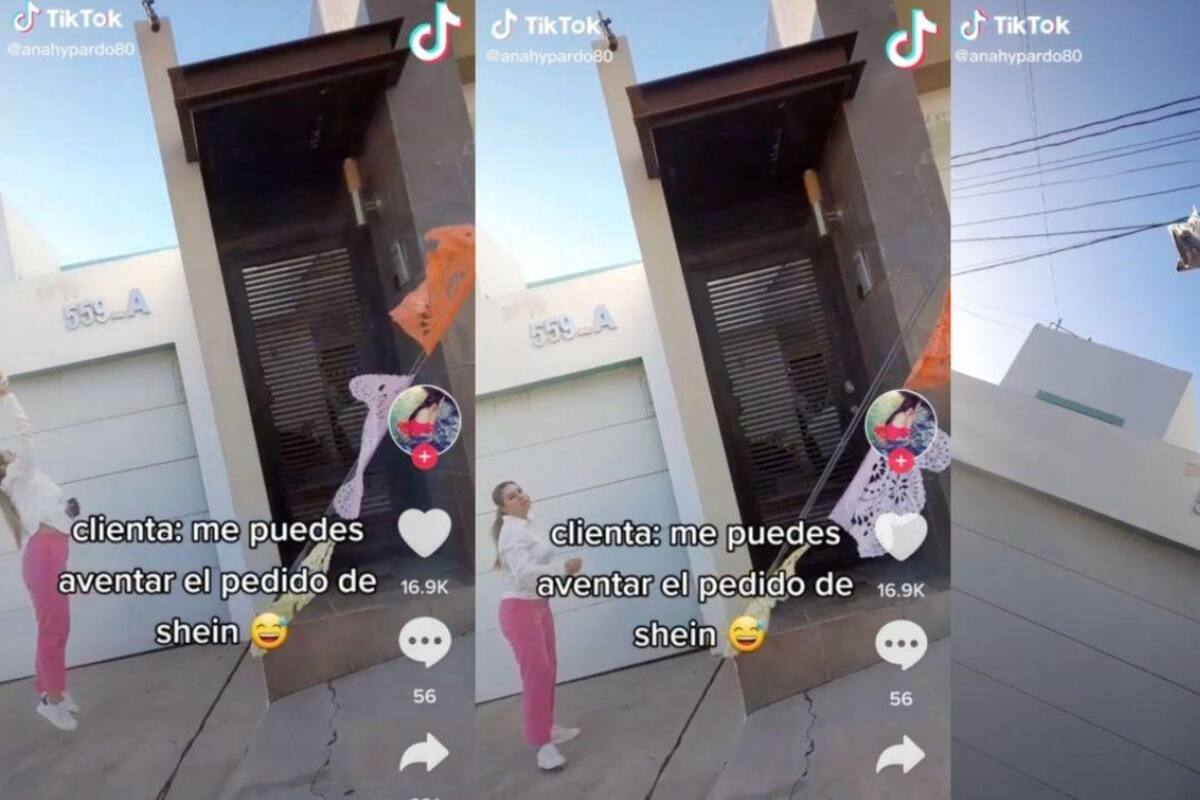 TikTok: Hace entrega de un pedido y se queda enredado en unos cables
