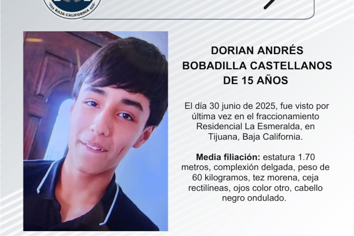 Se busca a Dorian Andrés Bobadilla Castellanos de 15 años