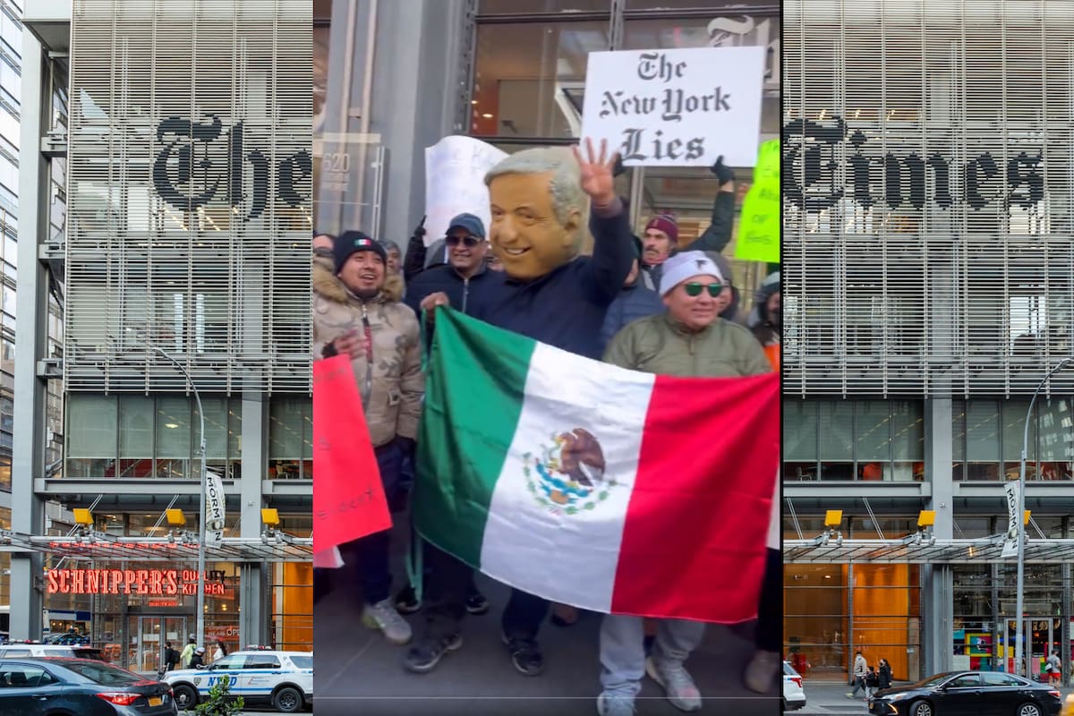 Simpatizantes de AMLO van al NYT y protestan afuera de las oficinas