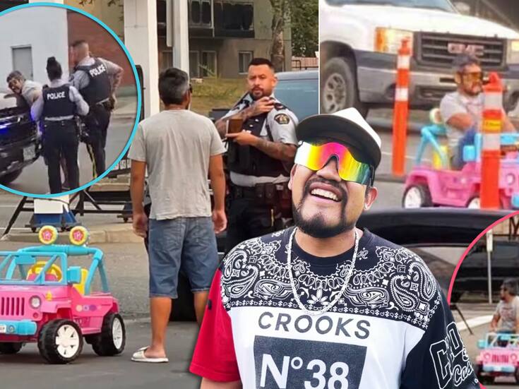 “Viaje épico”: Arrestan a hombre adulto al volante de un Jeep Barbie para niños pequeños por conducir ebrio en una avenida principal (FOTOS)