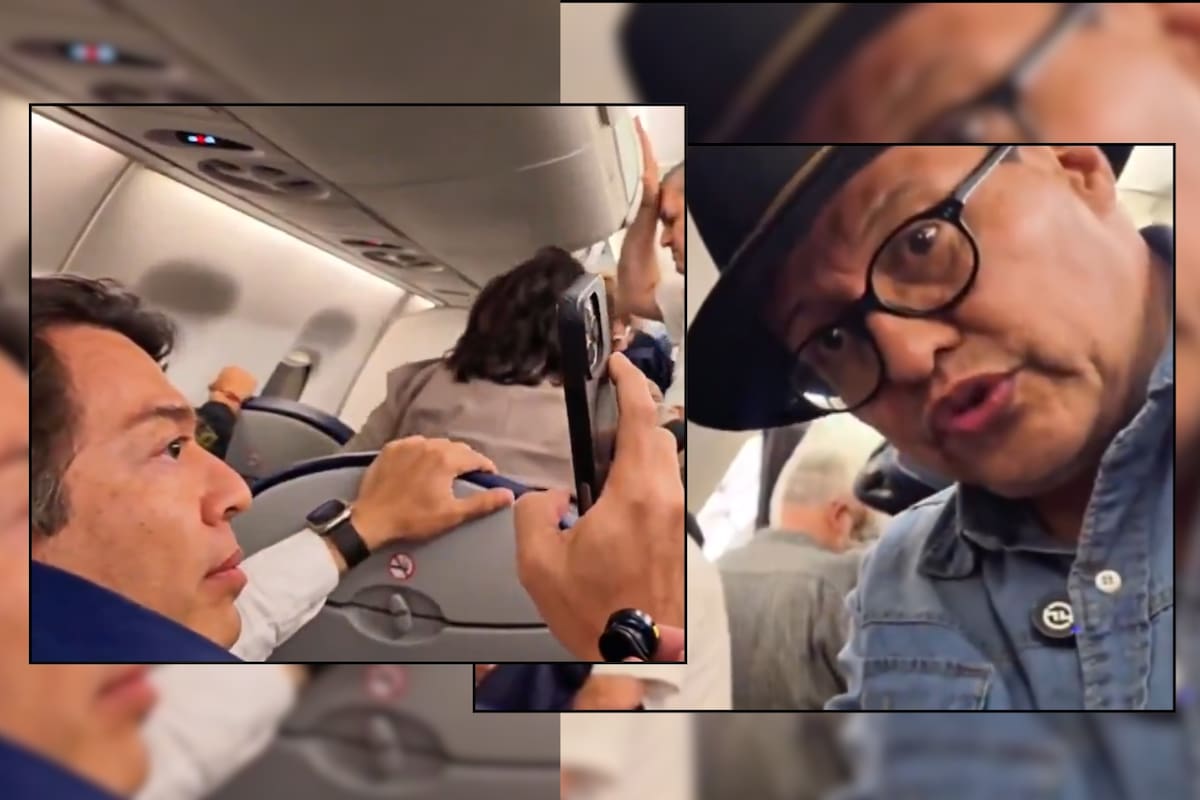 El titular de la SEP, Mario Delgado, se pelea con periodista tras ser “acosado” durante un vuelo retrasado por lluvias en el AICM (VIDEO)