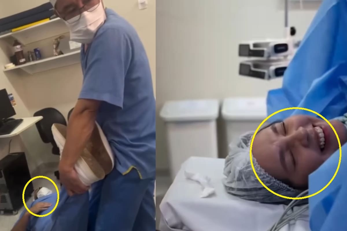 La ironía: hombre se desmaya durante el parto mientras su esposa ríe en plena cesárea