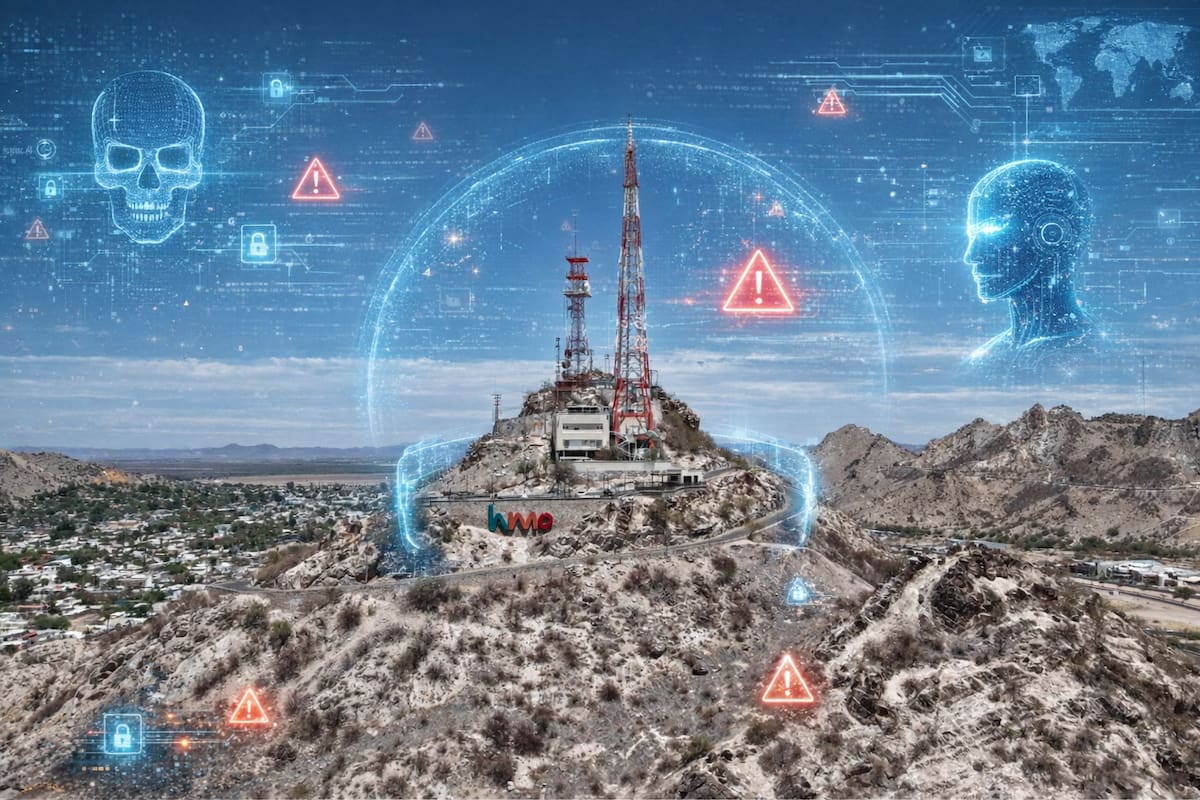 Ciberataques en Hermosillo, Sonora. Foto: Imagen generada con IA, Canvas, y archivo GH