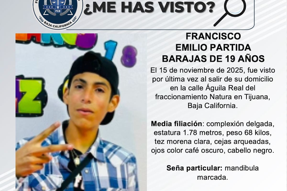 Se busca a Francisco Emilio Partida Barajas de 19 años