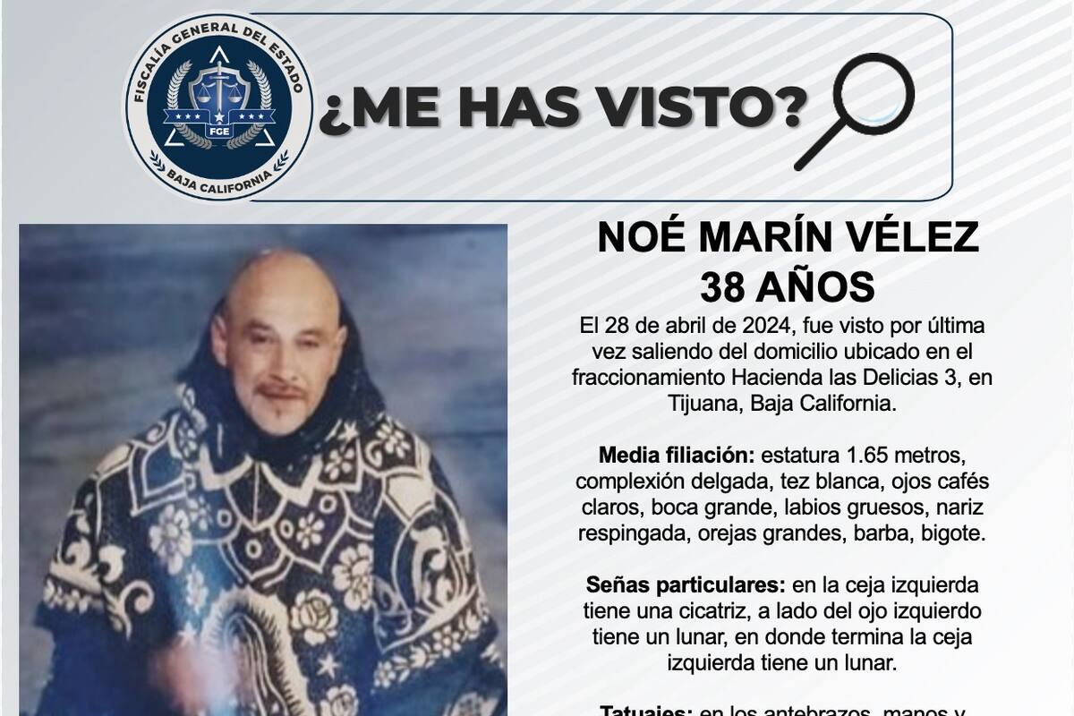 Se busca a Noé Marín Vélez de 38 años de edad