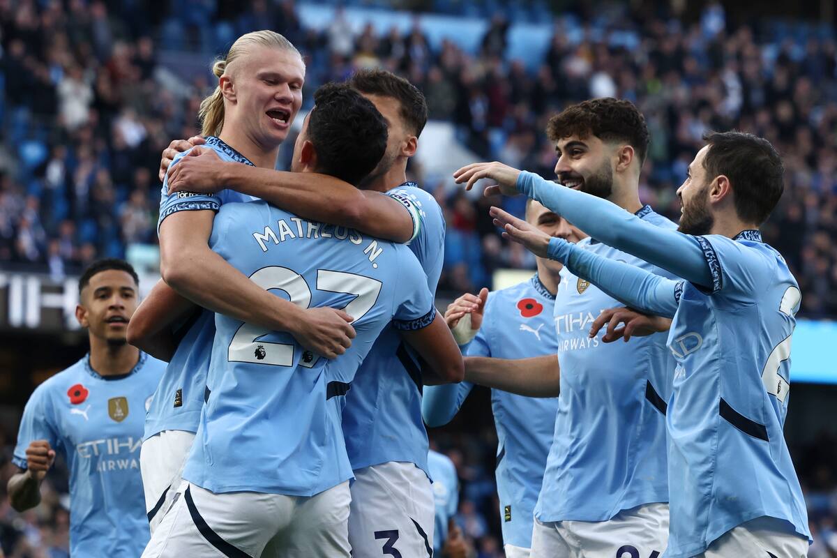 Erling Haaland es un factor clave en los últimos títulos del City. (AP Foto/Darren Staples)