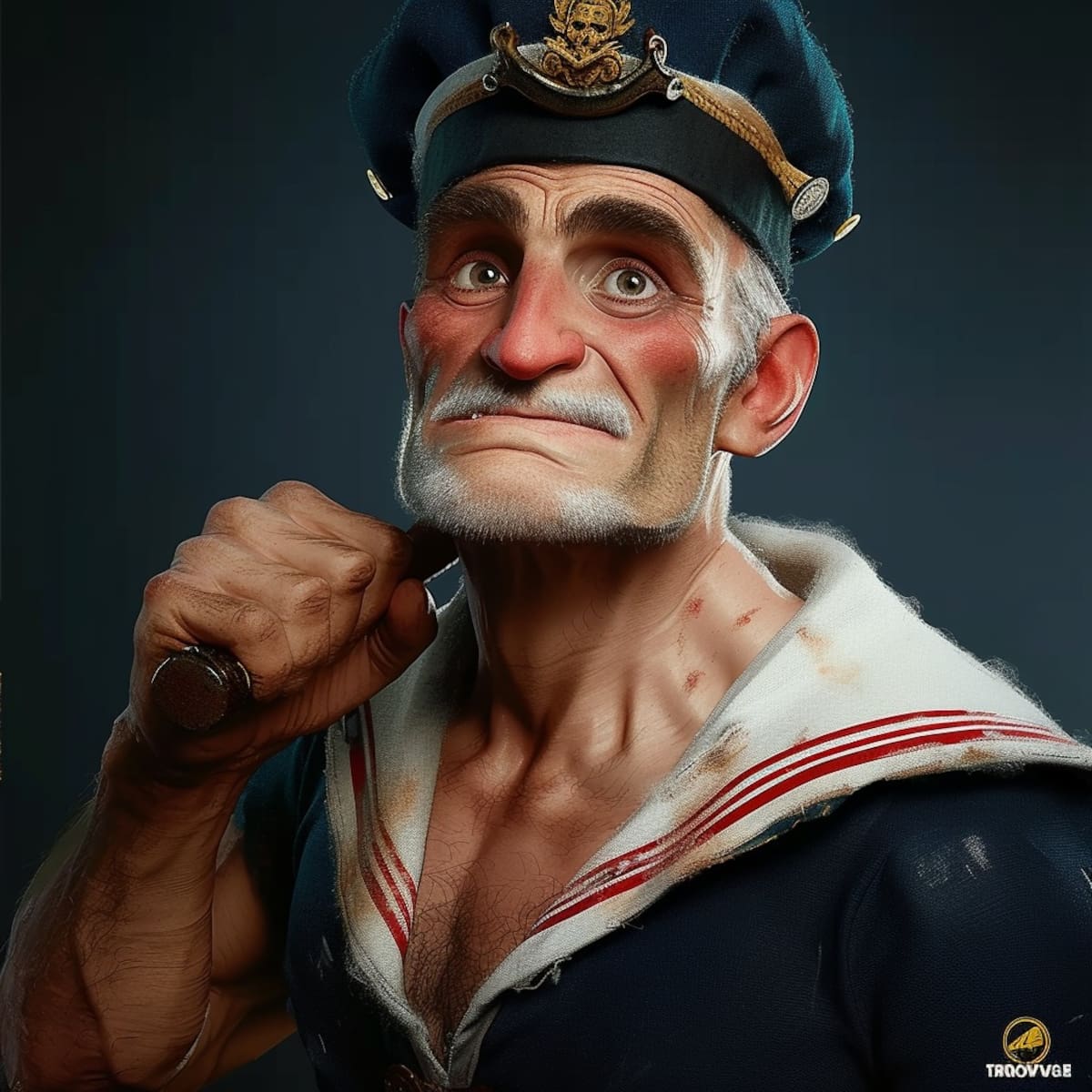 Popeye se transforma en un símbolo de elegancia según la creatividad de la IA de Midjourney.
