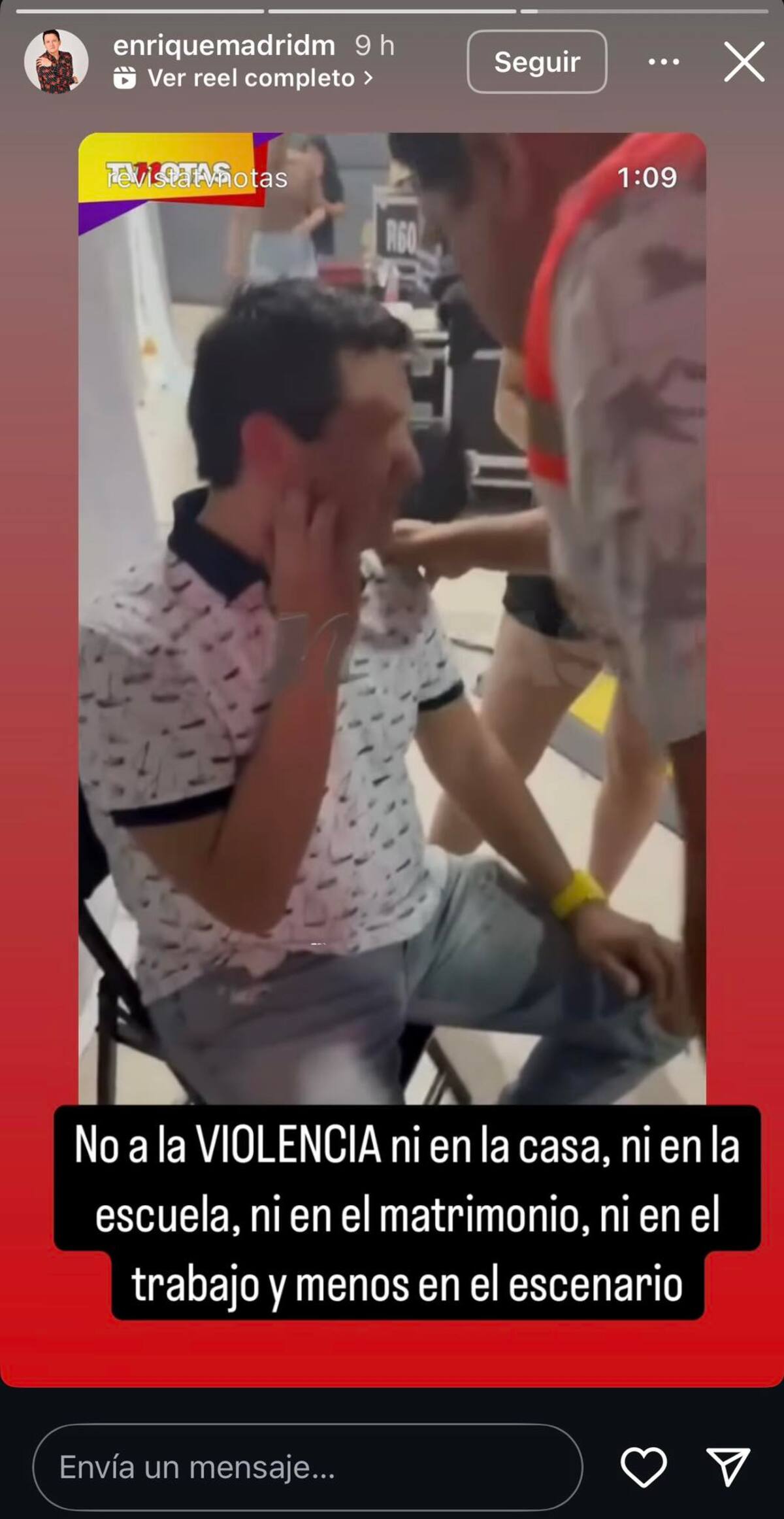 Madrid reaccionó al incidente mediante Instagram | Captura de pantalla Instagram (@enriquemadridm)