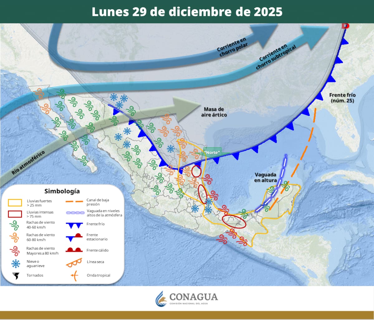 Prónosticos del lunes y martes. (Foto: SMN/Conagua)