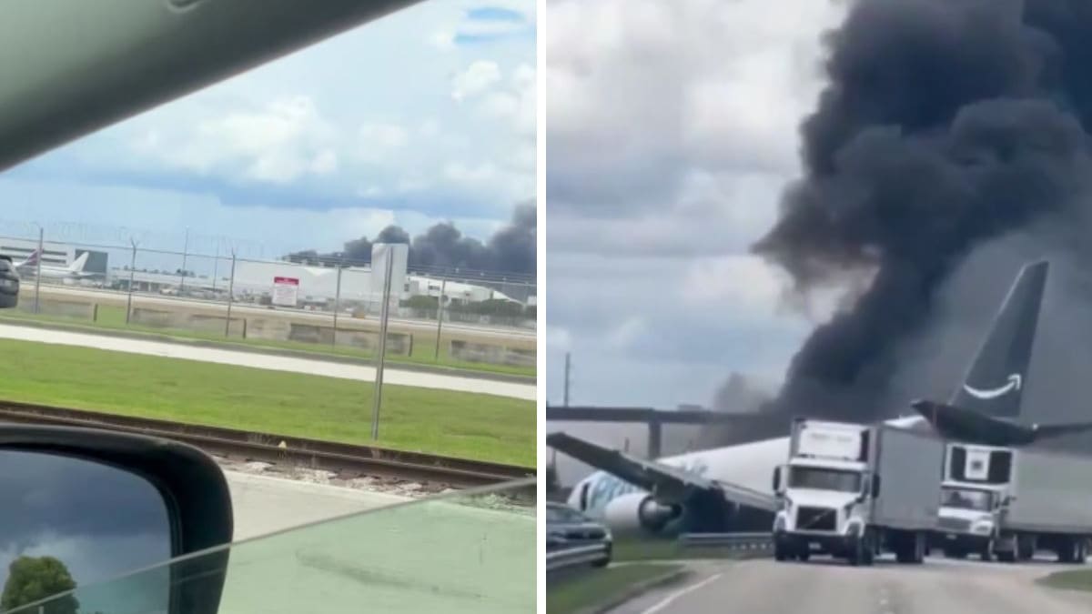 Avión de Amazon se sale de la pista en Miami y deja cinco muertos