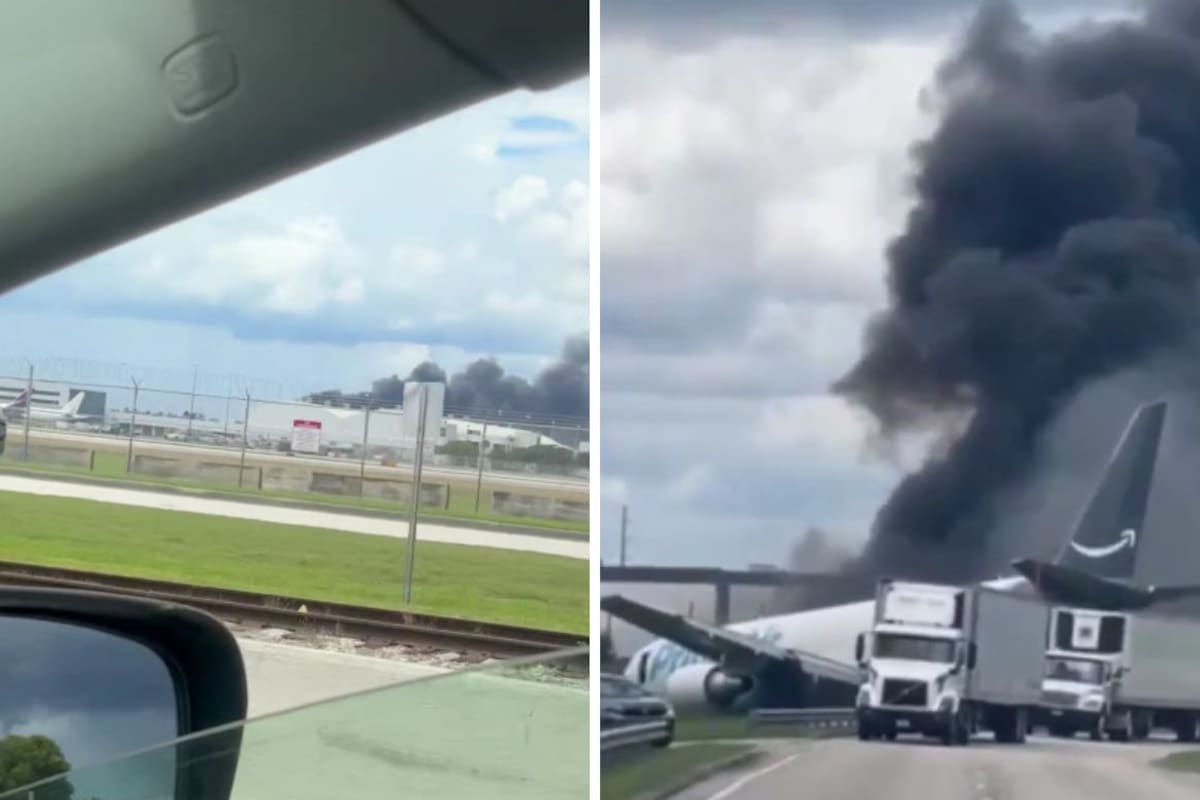 Un avión de carga de Amazon se salió de la pista al aterrizar en Miami y el aeropuerto suspendió todos los vuelos este domingo