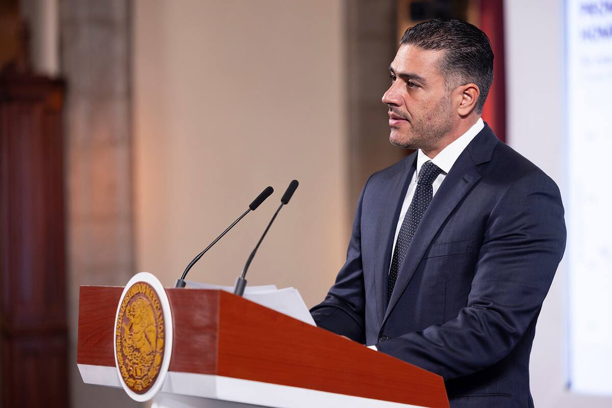 Cuauhtémoc, Ciudad de México. 25 de marzo 2025. Omar García Harfuch, secretario de Seguridad y Protección Ciudadana, en conferencia de prensa matutina. Foto: Gabriel Monroy /Presidencia