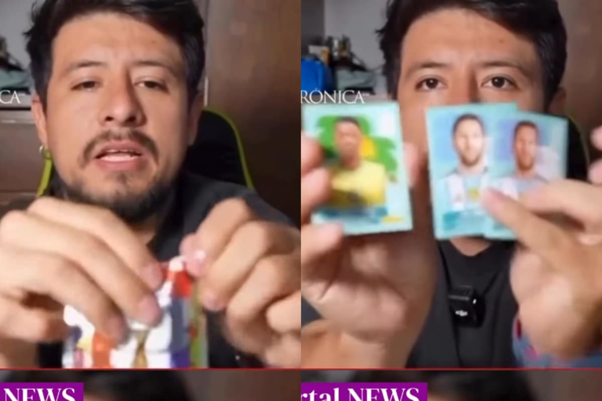 Hombre abre un sobre del álbum del Mundial 2026 y encuentra a Messi, Cristiano Ronaldo, Haaland y otras estrellas