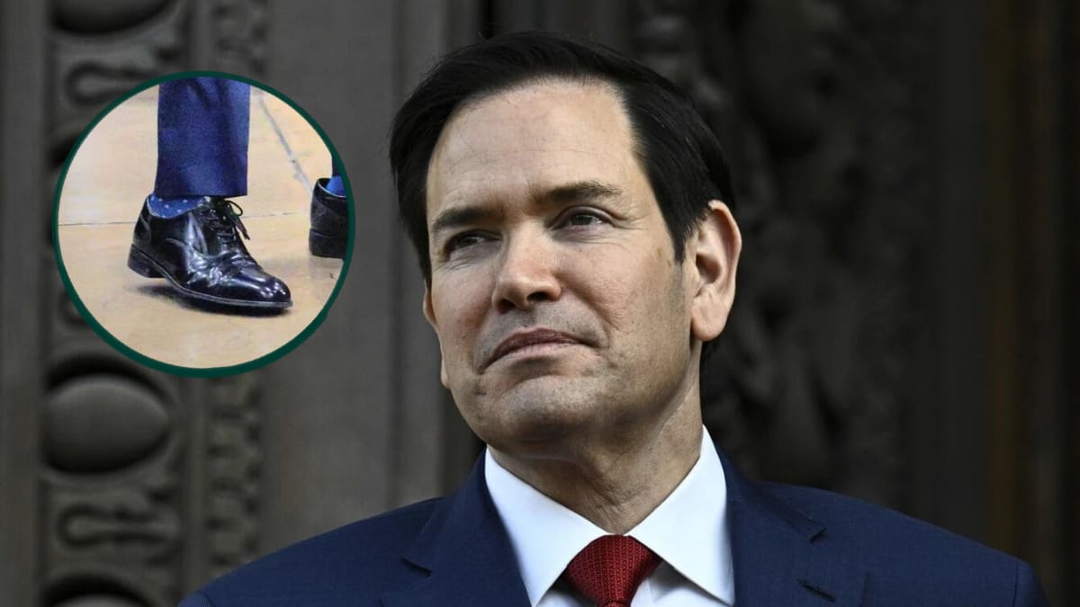 Marco Rubio se volvió viral tras aparecer con zapatos regalados por Donald Trump que parecían quedarle grandes; la imagen generó memes y debate político en redes